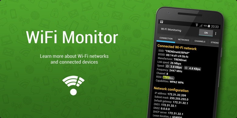Установите WiFi Monitor и узнайте больше о беспроводных сетях вокруг!