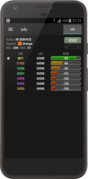 Cell Signal Monitor. Summary tab.